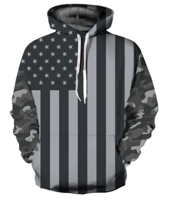 Black and White American Flag Hoodie