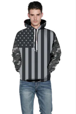 Black and White American Flag Hoodie