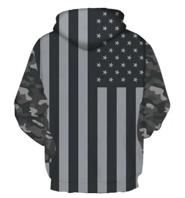 Black and White American Flag Hoodie