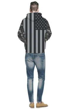 Black and White American Flag Hoodie